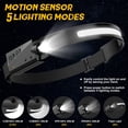 thumbnail image 4 of Avlxt Linterna frontal LED, paquete de 2 linternas recargables para adultos, faro de haz ancho 230, lámpara frontal con sensor de movimiento, diadema ajustable, luz frontal impermeable para exteriores, 4 of 5