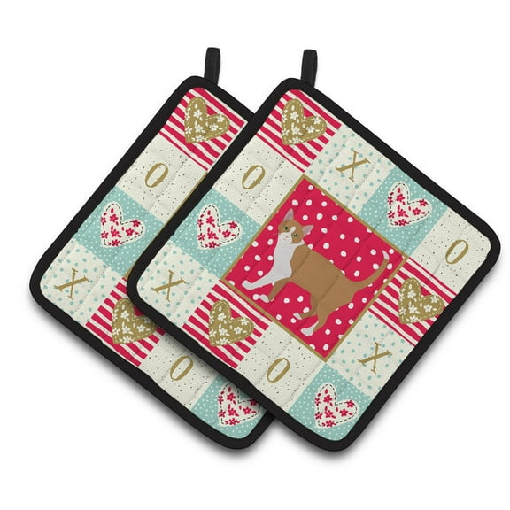 Brazilian Shorthair Cat Love Pair of Pot Holders