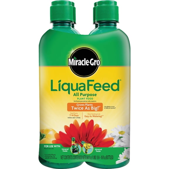 Miracle-Gro LiquaFeed All Purpose Plant Food Refills, Plant Fertilizer, 16 fl. oz., 4 Bottles/Pack 6-Pack