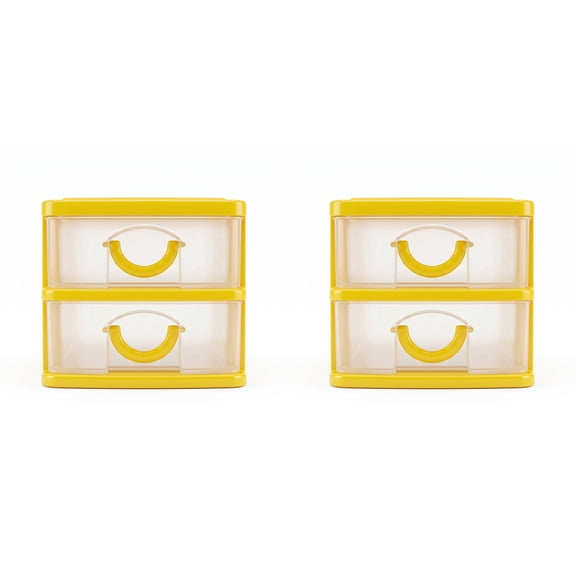 2Pcs Desk Storage, Durable Plastic Drawer Set – File Organizer & Supply Holder, Cute Yellow, Great for Office Desk Clutter