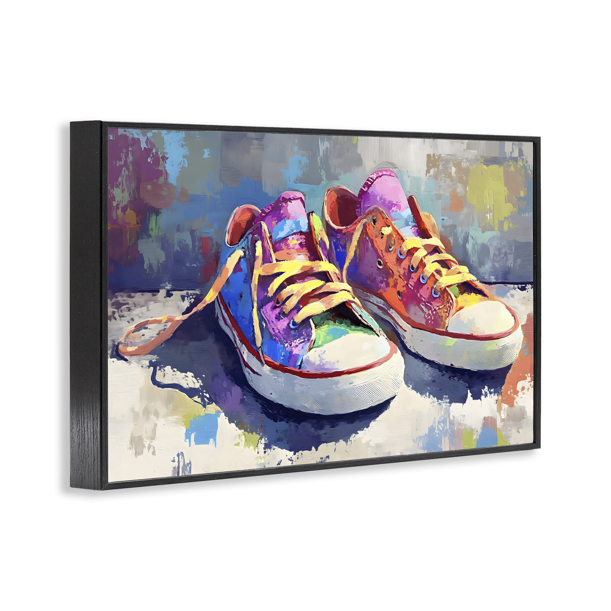 Stupell Industries Colorful Low Top Sneakers Black Framed Giclee Art, design by Creative Studio
