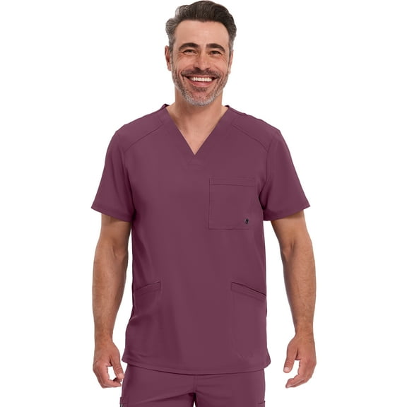 Infinity Cherokee V- Neck Men's Scrub Top with Rib Knit Back Panels with 3 Pockets and 360 Stretch - CK900A