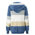 thumbnail image 6 of safuny Oversized Fuzzy Fleece Jackets For Men Color Block Zip Hooded Coat Warm Winter Outerwear Blue M, 6 of 7