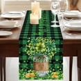 thumbnail image 3 of Table Runners 72 Inches Long Dress Scarves, St. Patrick's Day Farmhouse Kitchen Table Runner, Coffee Tablerunners, Green Clovers Coin Buffalo Plaid 18x72 Inch, 3 of 9