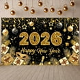 thumbnail image 3 of Gold Theme 2026 New Year Banner Golden Balloons Happy New Year Display Firework Design Star Patterns 2026 Celebration Background for New Year Party 2026 Celebration Indoor Decoration, 3 of 9
