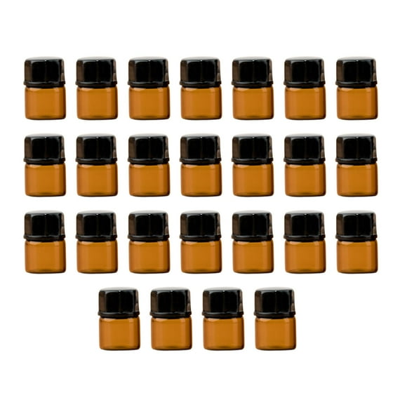 25x Botellas de vidrio Yinane para aceites esenciales de 1 ml con Tapón unido