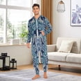thumbnail image 5 of 1 Piece Adult Onesie Pajamas Cozy & Loose-Fit Sleepsuit Loungewear with Pockets Dark Teal Turtle Pattern XX-Large, 5 of 7