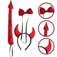 thumbnail image 4 of FELTECHELECTR 1 juego de accesorios para cosplay de diablo de Halloween, diadema de cuerno de buey, pajarita y cola, 4 of 7