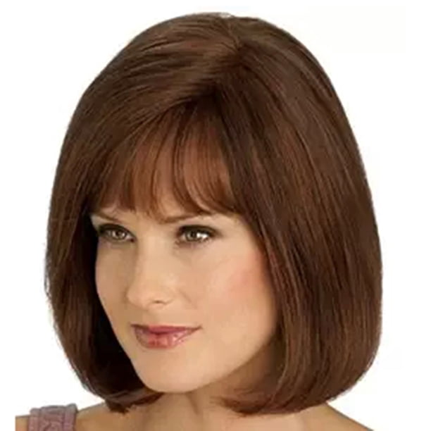 sweethay Peluca de mujer ajustable corta recta 35-40CM de longitud Cosplay postizo vestidor reutilizable portátil decoración regalos de pelo falso Cuidado del cabello sweethay MR1366-00