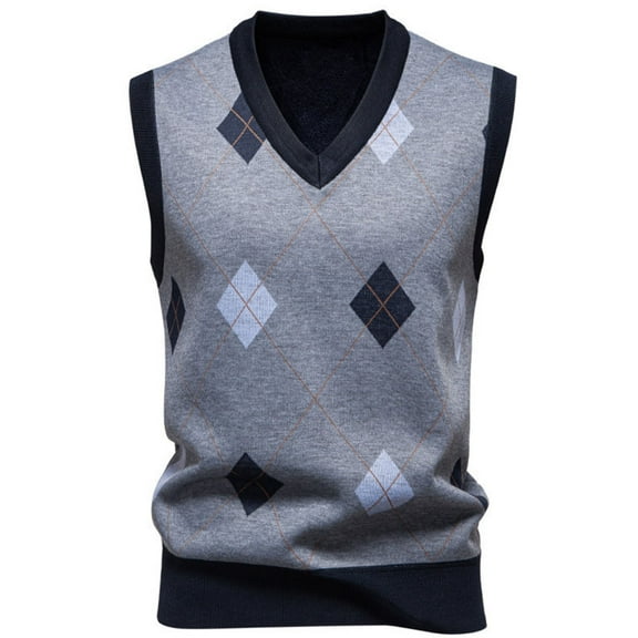 HomeGardon Sweater Vests Men Fall Sweaters Sleeveless Men Solid Color Knitting Round Neck Head Cover Elastic Sweater,L-XXL
