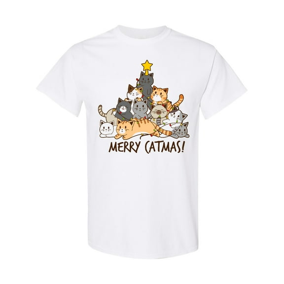 Inktastic Merry Catmas with Cat Tree and Yellow Star T-Shirt