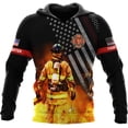 thumbnail image 3 of Personalized Firefighter Hoodie Zip Custom Name Fire Man Firefighter Gift Sweatshirt 3D Unisex Shirt for Men Women (ZipHoodie, L), 3 of 6