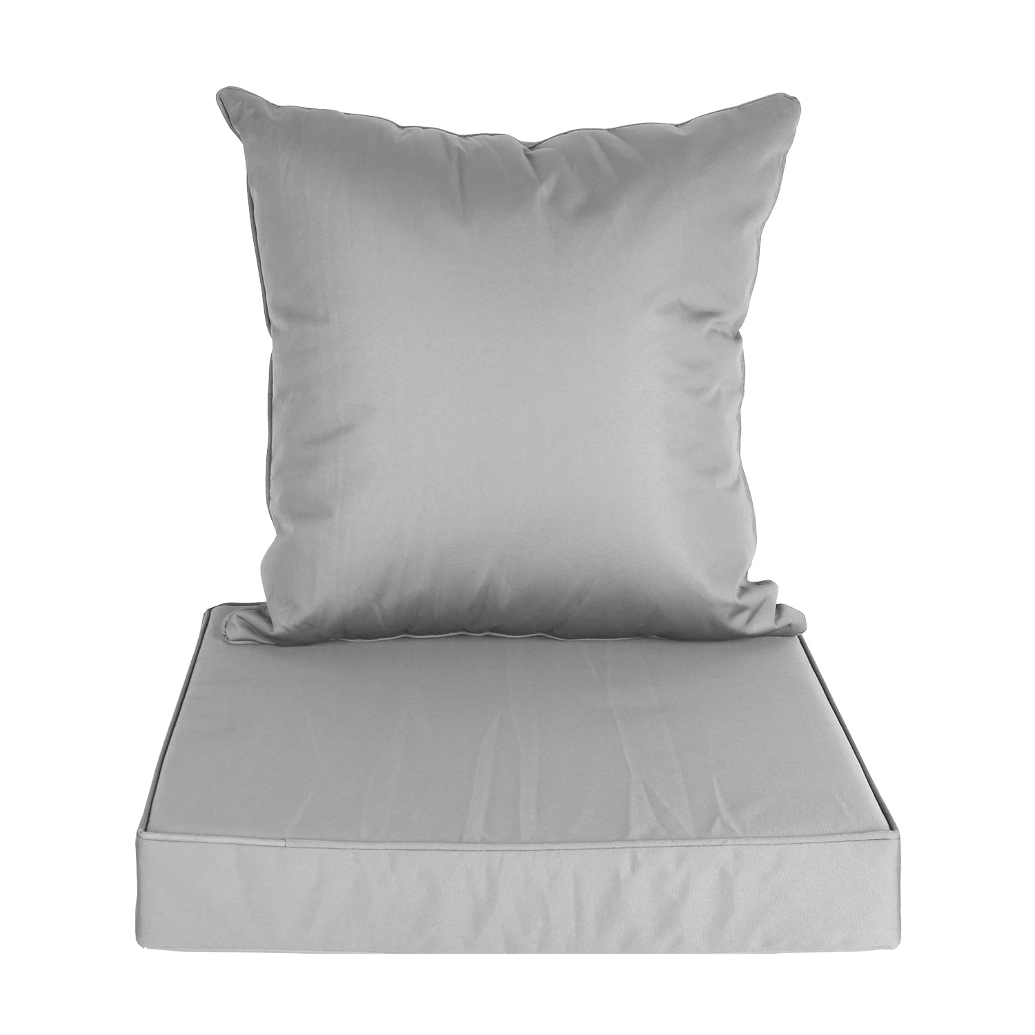 Outdoor Seat Cushion Set 18" Square Pillow 19" Square Seat Cushion Waterproof Fade Resistant Patio Furniture Cushions with Removable Cover Deep Seat & Back Cushion for Chair Sofa Couch Silver Grey