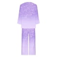 thumbnail image 4 of pimelu Pajamas Sets for Women Womens 2 Pieces Sets Trendy Gradient Print Lounge Sets Homewear Outfits Long Sleeve Top and Capris Pants Loungewear Sets, 4 of 5