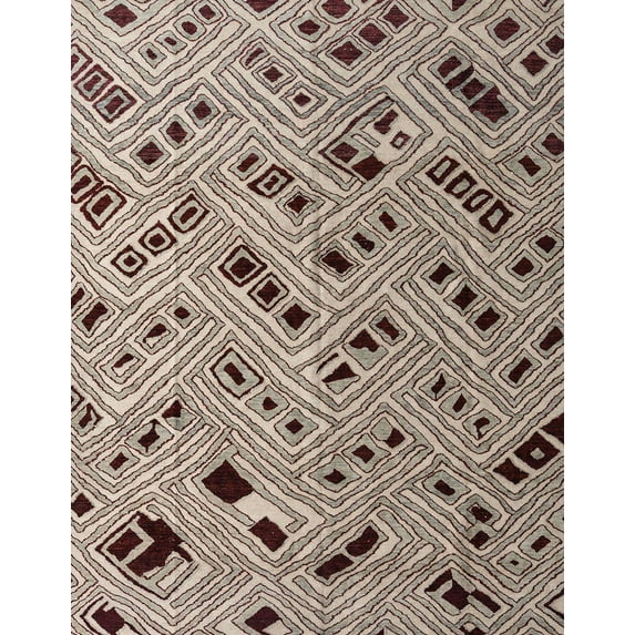 Ahgly Company Machine Washable Indoor Rectangle Abstract Tan Brown Area Rugs, 8' x 12'