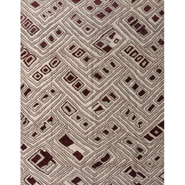 Ahgly Company Tapis Rectangulaire Abstrait Beige Brun Lavable en Machine, 5 Pieds x 8 Pieds
