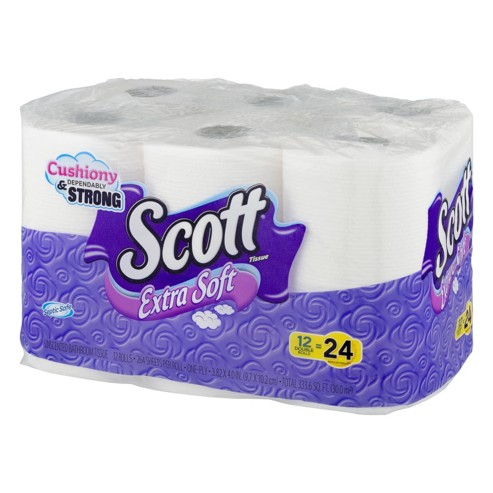 Scott Extra Soft Toilet Paper, Bath Tissue, 264 Sheets, 12 Double Rolls
