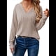 thumbnail image 2 of Camisas Tipo Túnica de Punto con Cuello en V, Larga y Botones Decorativos, Informales, Lisas, Suaves para Mujer Albaricoque L, 2 of 8