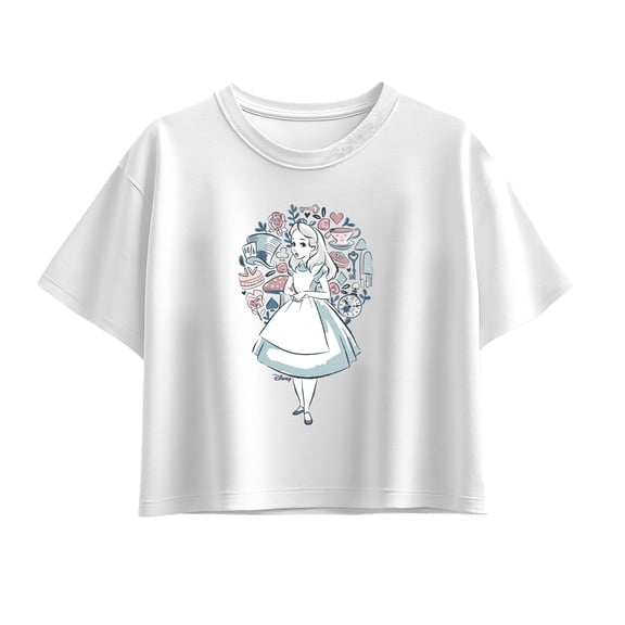 Alice in Wonderland - Alice Circle Icons - Youth Girls Boxy T-Shirt