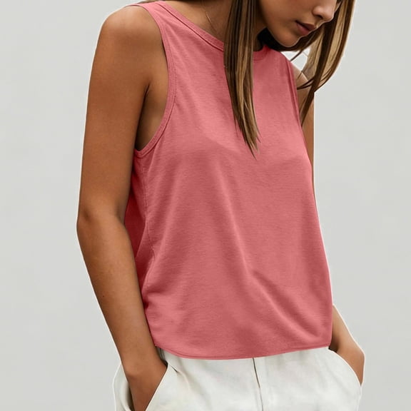 Xijirk Women's Crew Neck Sleeveless Tank Top Loose Fit Solid Casual Basic Tee Breathable Everyday Summer Vest,3XL