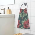 thumbnail image 3 of Yayeee 2 Pack Hand Towels for Bathroom 100% Cotton 16" x 28" Soft Absorbent Kitchen Towel, Red Christmas Poinsettias, 3 of 7