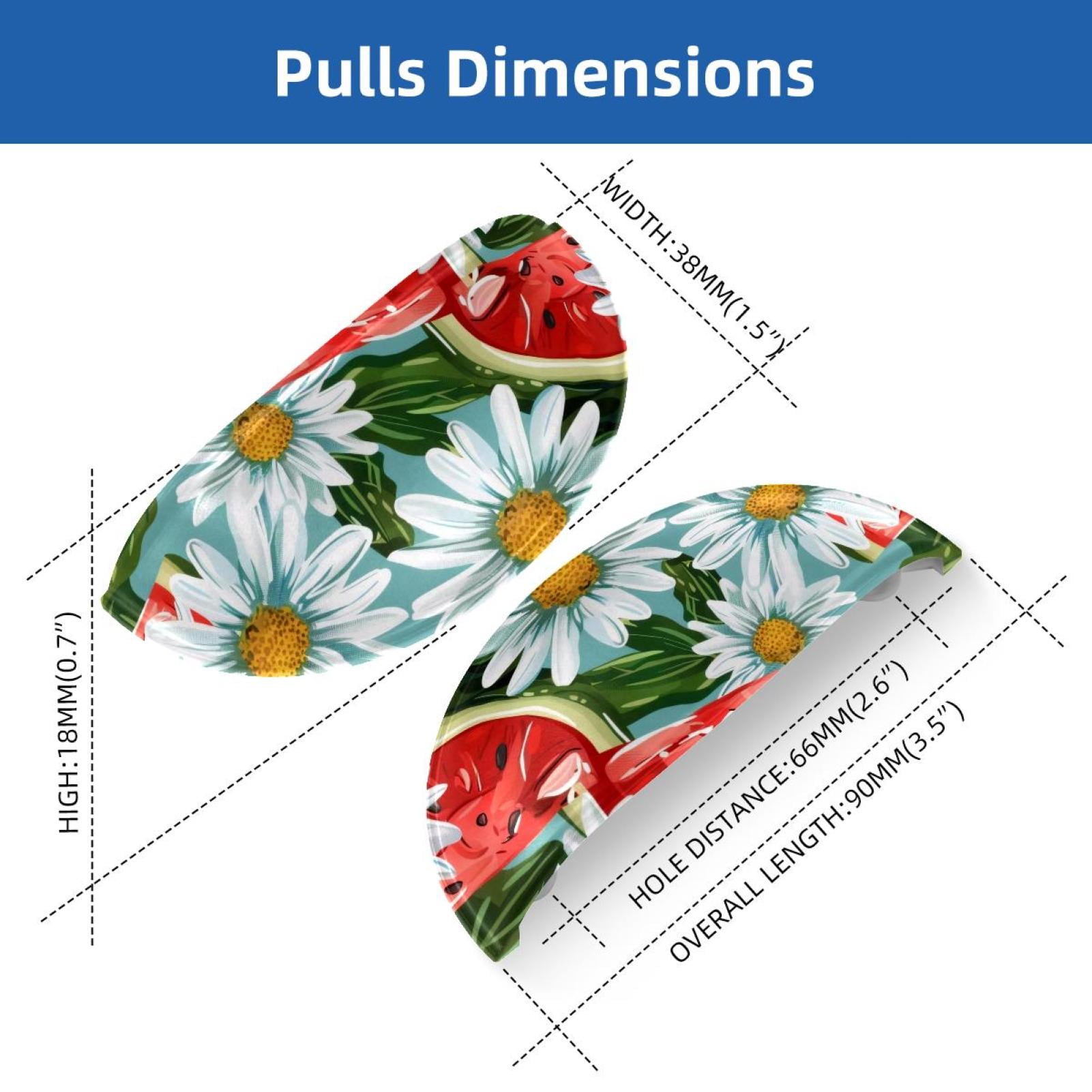 PhooArto 6 Pcs Cup Drawer Pulls, Watermelon Daisy Flower Pattern Shell Shape Handles Cabinet Knobs for Dresser Cupboard Closet Wardrobe with Screws