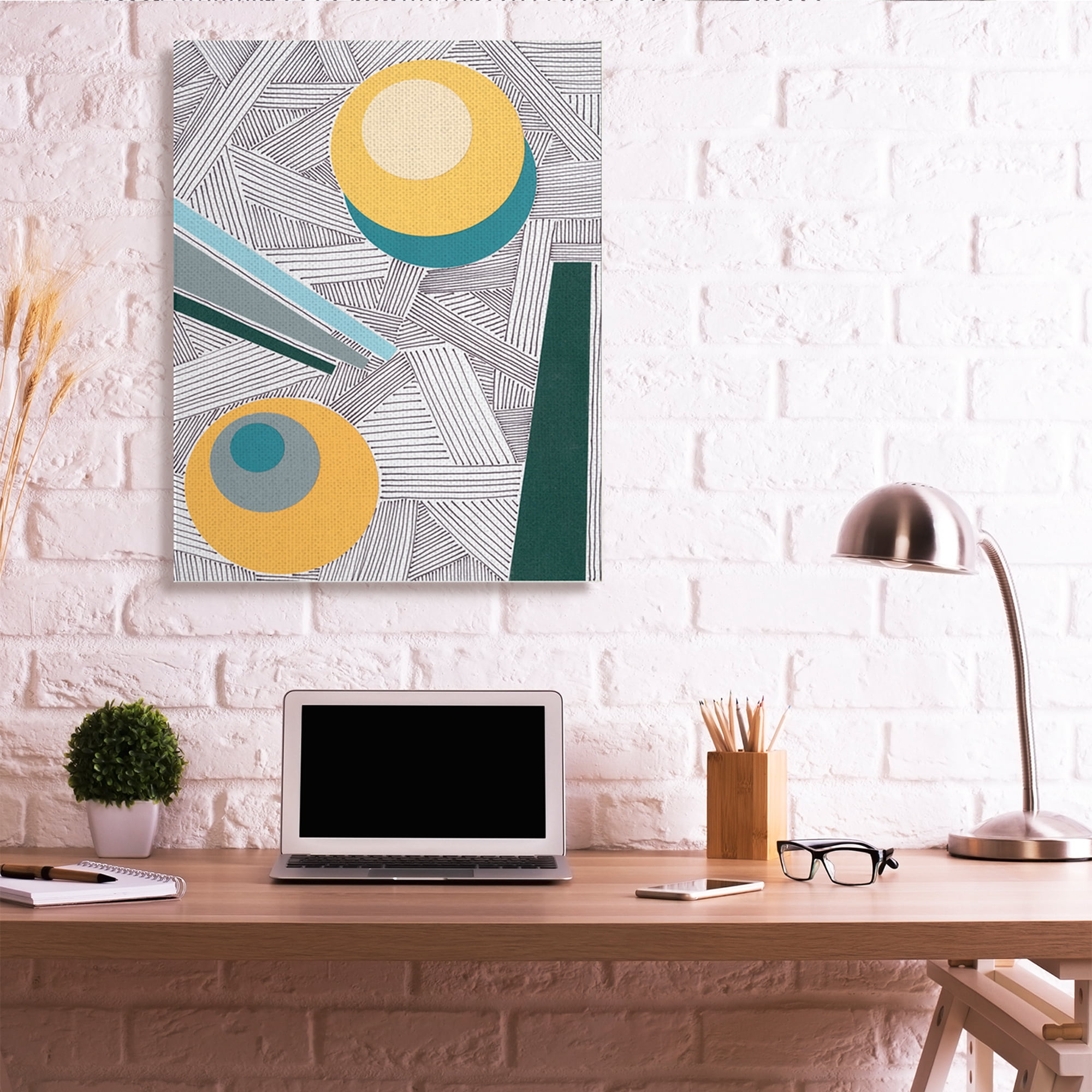 Stupell Industries Modern Geometric Abstraction Asymmetrical Circles Canvas Wall Art, 36 x 48, Design by Regina Moore