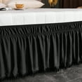 thumbnail image 3 of Exclusivo Mezcla Pom Pom Bed Skirt with Adjustable Elastic Belt, Easy Wrap Around Dust Ruffles with 16 Inch Tailored Drop, Wrinkle and Fade Resistant, (Full, Black), 3 of 6