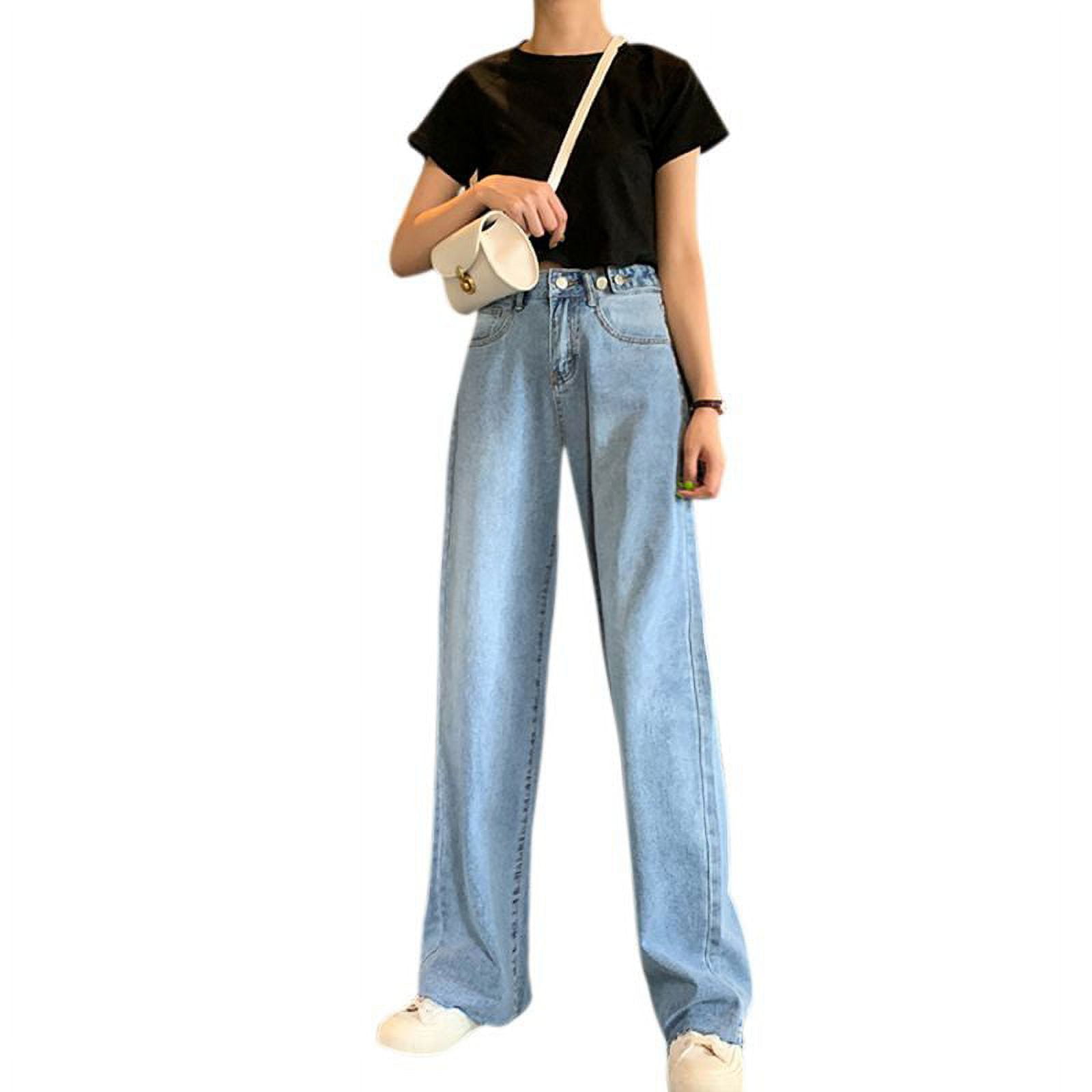 Spree-women High Waist Drop Jeans ,loose pants Wide Leg Jeans
