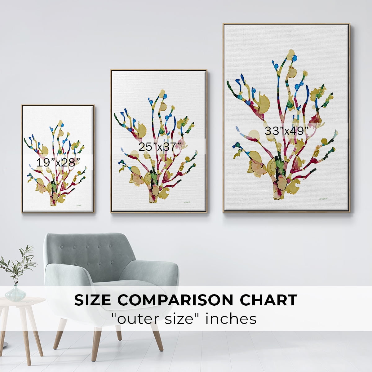 Sea Coral III Framed Premium Gallery Wrapped Canvas - Ready to Hang - 25 x 37 - Natural Wood Floating Frame