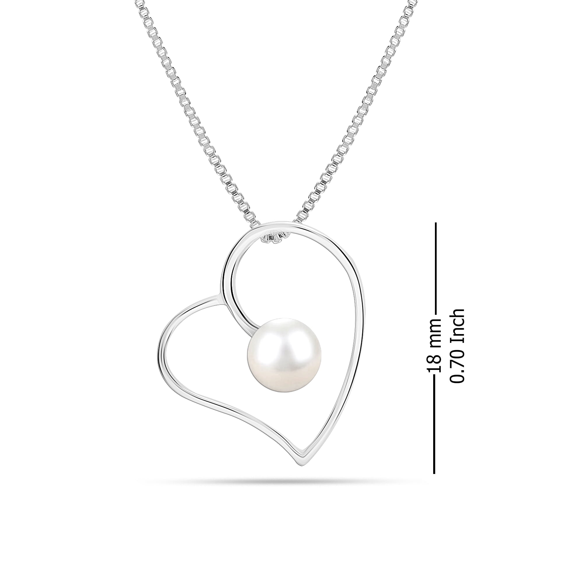 LeCalla 925 Sterling Silver Simulated Pearl Heart Pendant Necklace Jewelry Gifts for Women and Teen 18" Inch