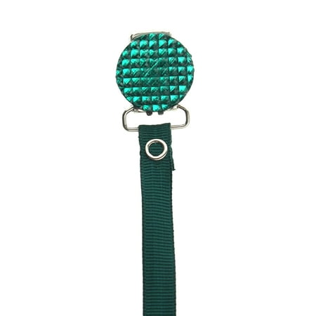 Quilted Crystal Pacifier Clip with Solid Ribbon, Earthy Colors
