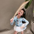 thumbnail image 4 of Alician 2 Pcs/set Children Swimsuit Cute Animal Pattern Sunscreen Long-sleeve Dress+ Cap For Girls, 4 of 9
