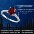 thumbnail image 2 of Gem Stone King 14K White Gold Red Rhodolite Garnet and White Lab Grown Diamond Ring for Women | 2.26 Cttw | Oval 9X7MM | Gemstone January Birthstone | Size 8, 2 of 6