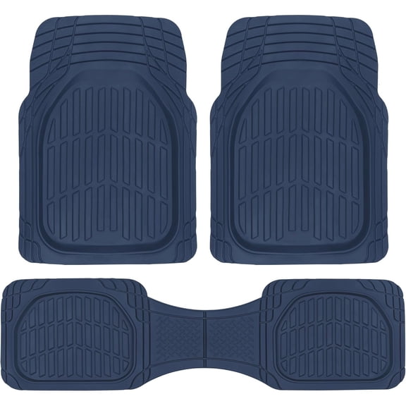 FlexTough Floor Mats for Cars, Blue Deep Dish All-Weather Car Mats, Waterproof Trim-to Fit Automotive Floor Mats for Cars Trucks SUV, Universal Floor Liner Car Accessories