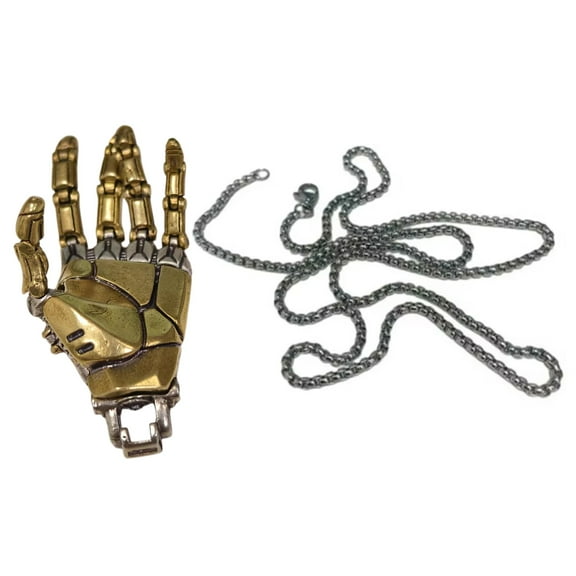 lixuesong Handmade Mechanical Hand Necklace Copper Pendant Movable Finger Joints Robot Hand Charm Jewelry For Men And Women