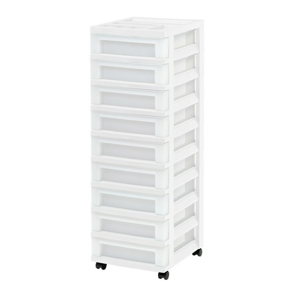 Iris Drawer Storage Cart with Organizer Top in both Black and White