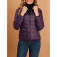 thumbnail image 5 of INSPIRE CHIC Women's Puffer Jacket Stand Collar Lightweight Hooded Zip Up Jacket XS Purple, 5 of 6