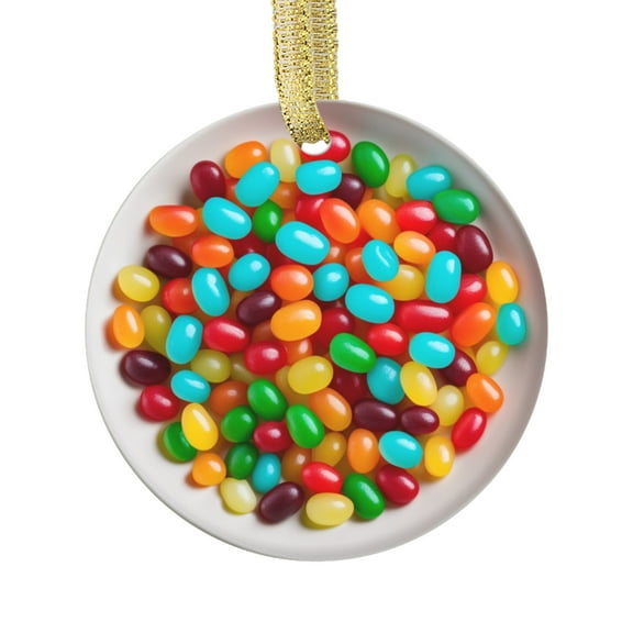 Jelly Beans Gift Jellybean Candy Sweet Tooth Candies Food Lovers Foodie Novelty Holiday Christmas Ornament Xmas Tree Gift (Flat Design Printed on Ceramic, NOT 3D)