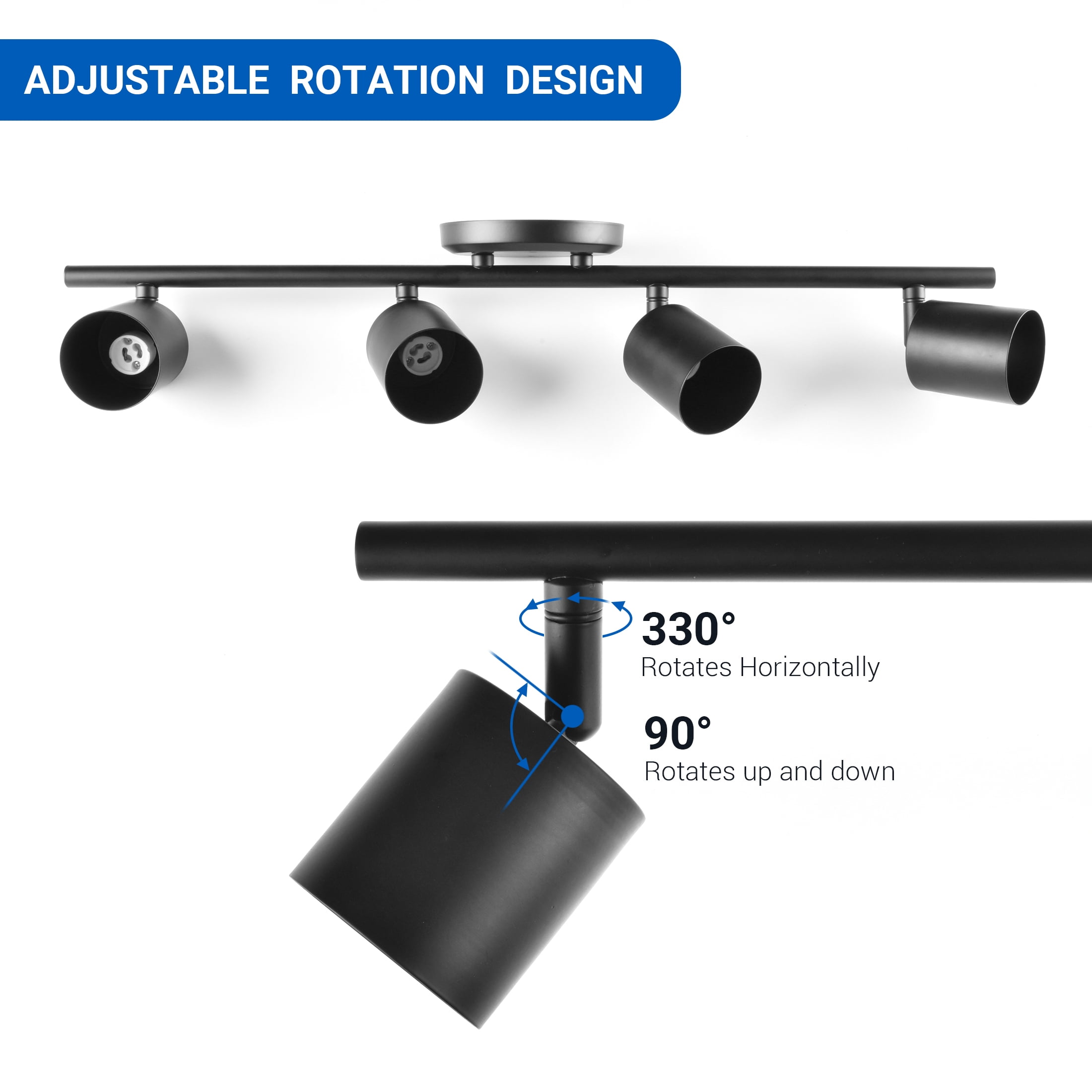 Mainstays 26" Contemporary 4-Light Black Round Back Linear Track Lighting Set