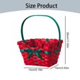 thumbnail image 3 of WUXIAB Christmas Baskets For Gifts,Hand-Woven Rectangle,Red Storage Baskets With Green Handle & Bow,Small Christmas Atmosphere Tote Basket For Holiday,Decorative Present Wrapping,Lovely Basket(Red), 3 of 7