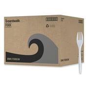 Boardwalk BWKFORKIW Mediumweight Wrapped Polypropylene Fork Cutlery - White (1000/Carton)
