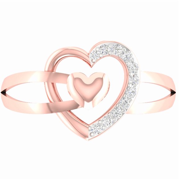 Auory Elegant Double Heart Silver Ring for Women with Sparkling Moissanite Accents