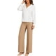 thumbnail image 2 of Blusa de trabajo INSPIRE CHIC para mujer con cuello de chal y manga larga XS Blanca, 2 of 5