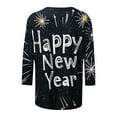 thumbnail image 5 of Feancey Christmas Happy New Year 3/4 Sleeve Tops for Women Holiday Casual Letter Print Dressy Blouse Festive Crewneck Loose Pullover Party Shirts Multicolor XXXL, 5 of 5