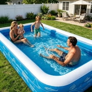 Inflatable Pool for Kids and Adults, 120x6822 Oversized Thickened Family Swimming Pool Blow Up Pool, Blue