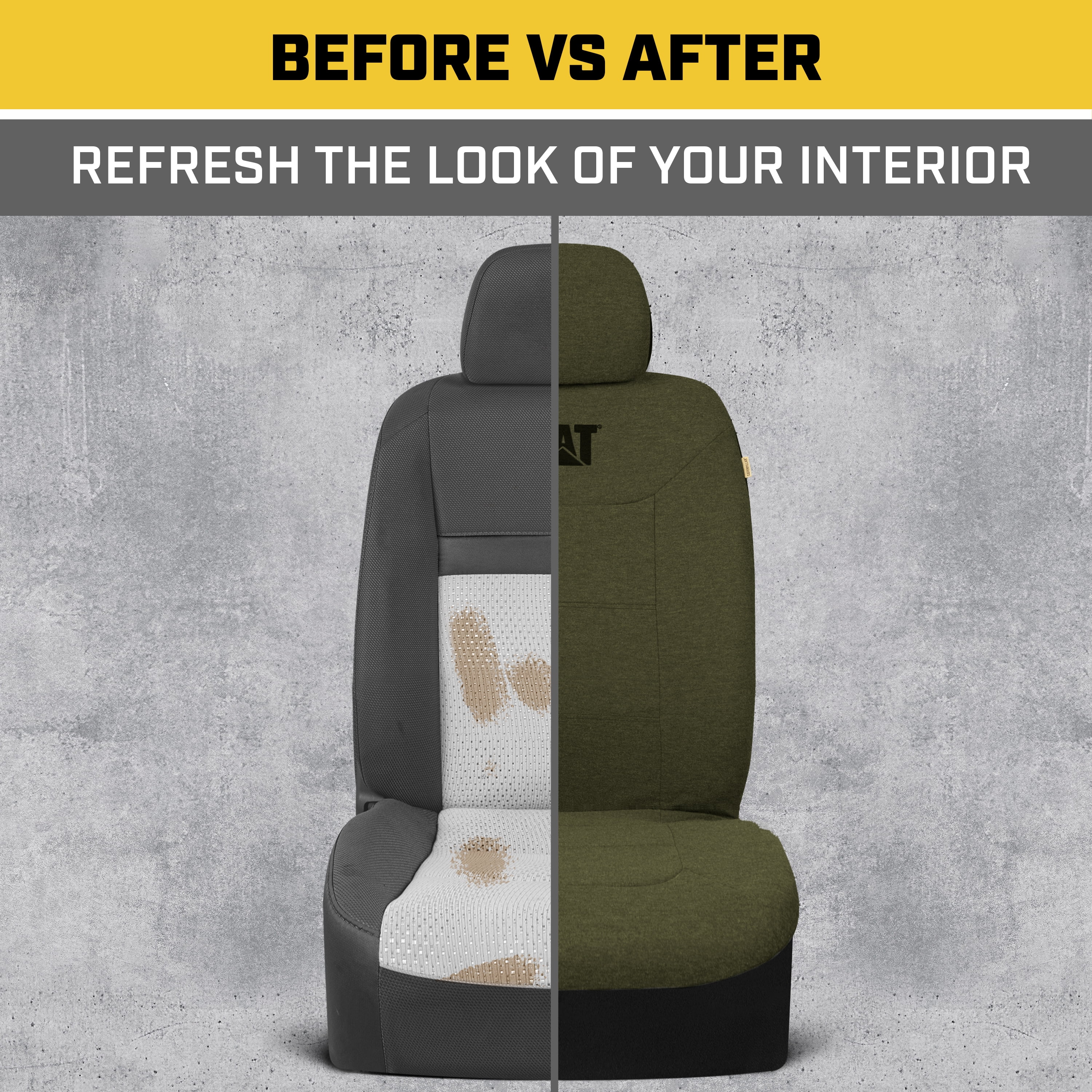 Cat CozyBlend Car Seat Covers, Olive Green Heather - Premium Jersey Fabric Seat Covers for Cars Trucks SUV, Universal Fit
