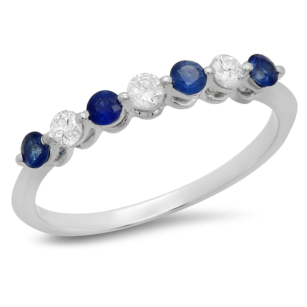 Details about   0.20 CT White & Blue Sapphire Round Diamond Engagement Ring 925 Sterling Silver 