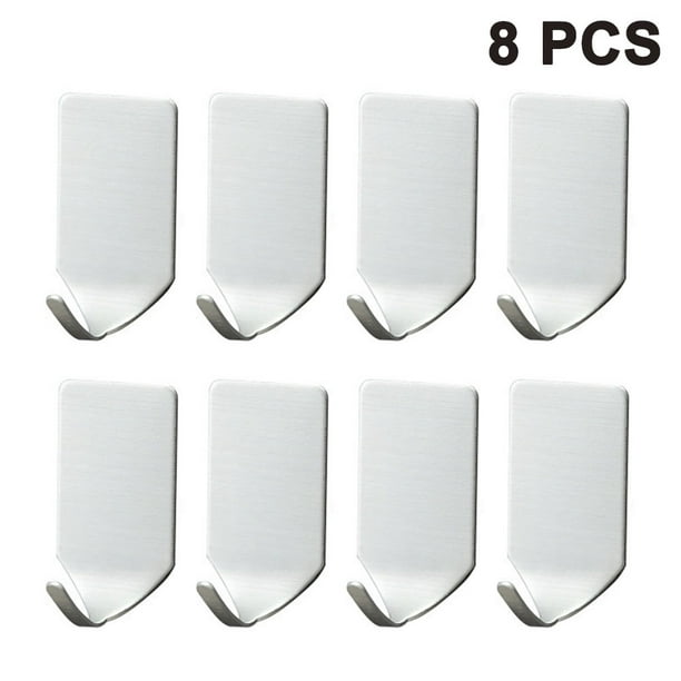 8pcs Self-Adhesive Wall Hooks, Adhesive Hook Stainless Steel Bathroom Wall  Hook, for Coat, Towel, Keys