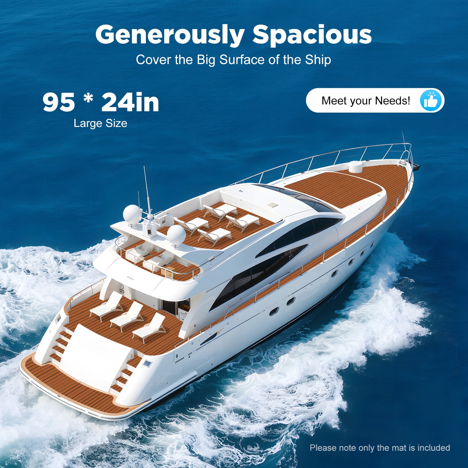 Boat Flooring EVA Foam Decking Sheet Faux Teak Marine Mat Marine Carpet Cooler Tops Seating Non-Slip Self-Adhesive Flooring Material for Motorboat RV Yacht Kayak Swimming Pool 95" x 24"